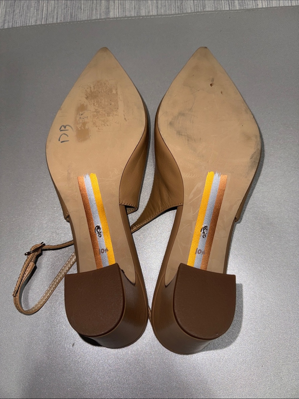 Sam Edelman Waller Slingback Block Heel Pumps Beige Leather Horsebit Sz 10.5 - Picture 8 of 9